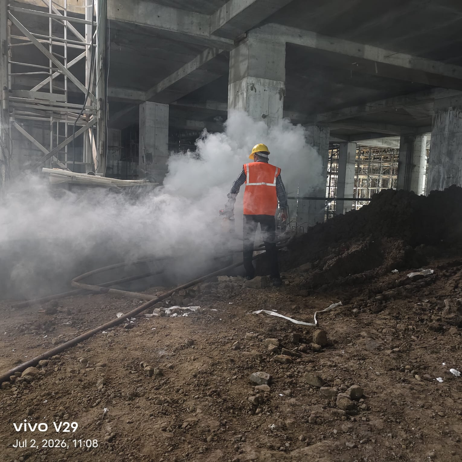 Under-construction site fogging operation